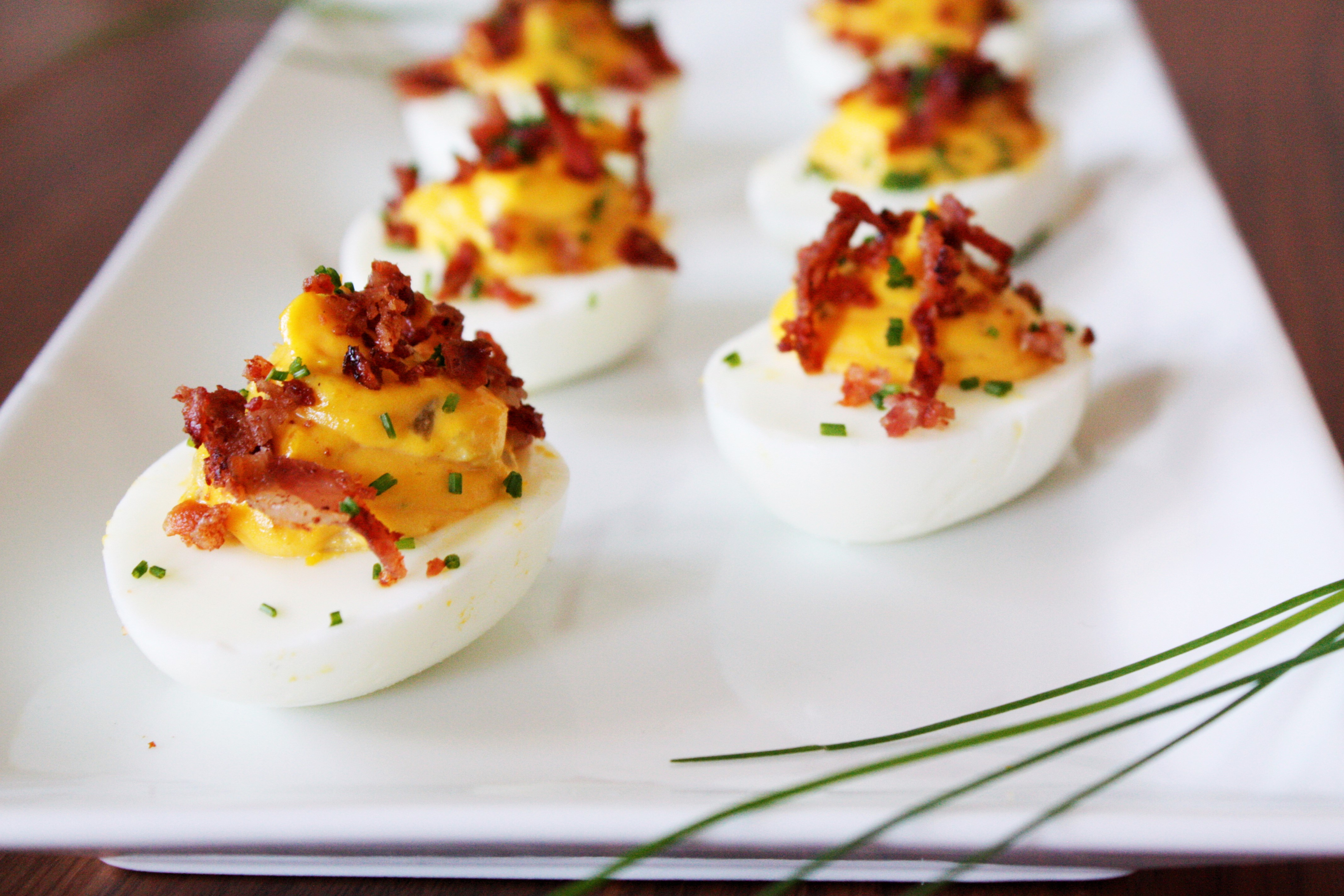 Deviled Eggs with Jalape 241 os and Bacon Dellie Delicious