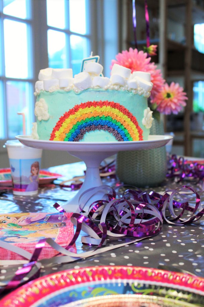 Rainbow cake with a hidden treasure delliedelicious kids birthday party